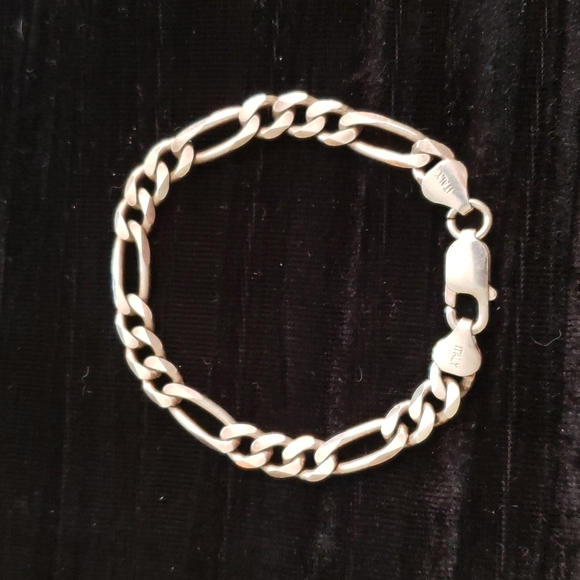 Unknown Jewelry - Italian 925 Silver Figaro Link Bracelet 6-1/2"